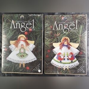 Angel Counted Cross Stitch Christmas Ornament Kits 1455 / 1473 - Lot of 2 - NOS